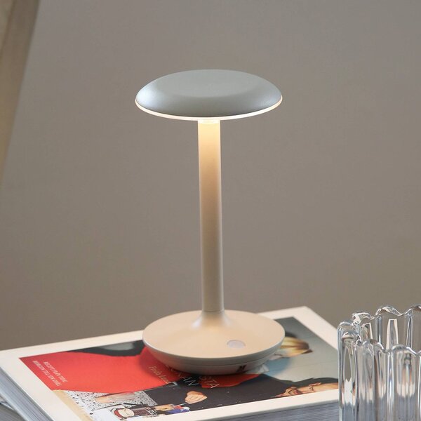 Stolová LED lampa Petit, greige, hliník, IP44, Krémová / jantárovo žltá, Hliník, Moderný, Stojacie svietidlo