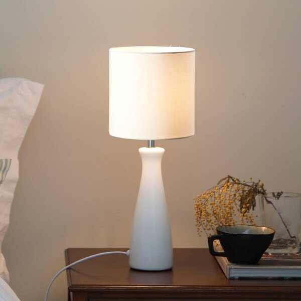 Markslöjd Stolová lampa Birillo, biela, textil/keramika, E14, Biela / opálová, Obývacia izba / jedáleň, Keramický, Moderný, Stolová lampa