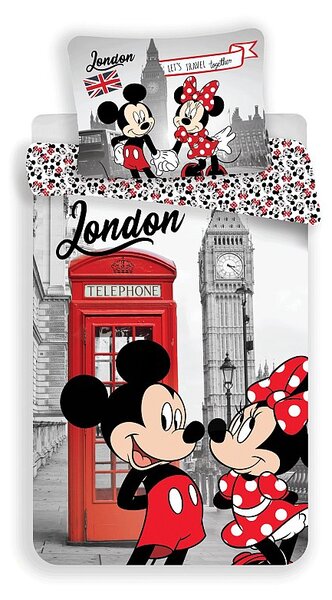 JERRY FABRICS Obliečky Mickey a Minnie Londýn telefon Bavlna 140/200, 70/90 cm