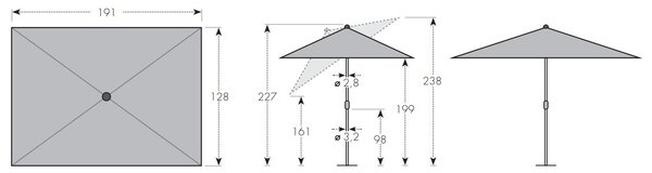 Doppler myZone prírodný záhradný slnečník 190 x 125 cm Doppler