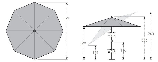 Doppler myZone záhradný slnečník 200 cm antracit Doppler