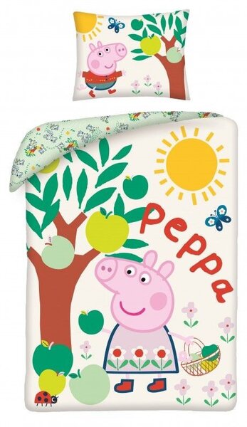 HALANTEX Obliečky Peppa Pig jabloň v látkovom vaku Bavlna, 140/200, 70/90 cm