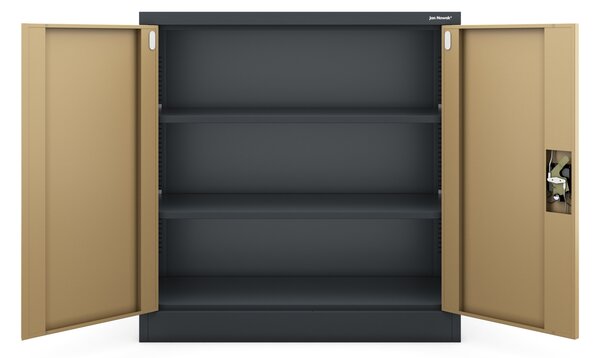 Kovová spisová skrinka BEATA, 900 x 930 x 400 mm, Eco Design: antracitová/ orech