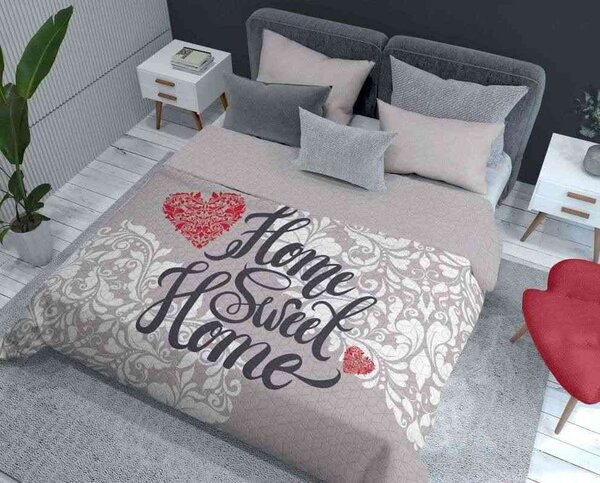 DETEXPOL Prehoz na posteľ Home Sweet Home grey Polyester, 170/210 cm