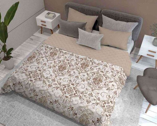 DETEXPOL Prehoz na posteľ Ornamenty béžová Polyester, 170/210 cm