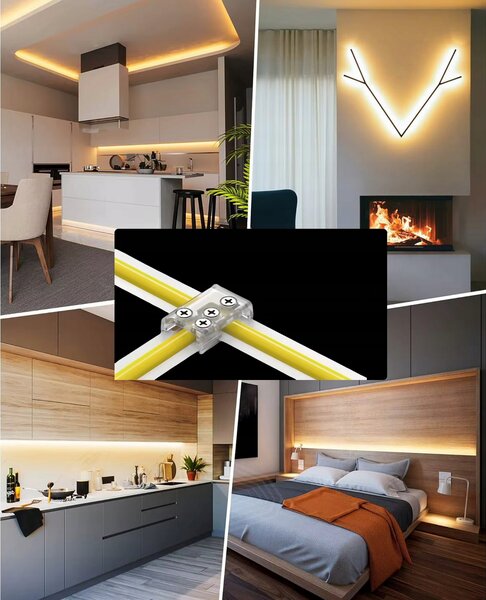 BERGE Univerzálny konektor pre COB 8mm LED pásik, rovný uhlový T