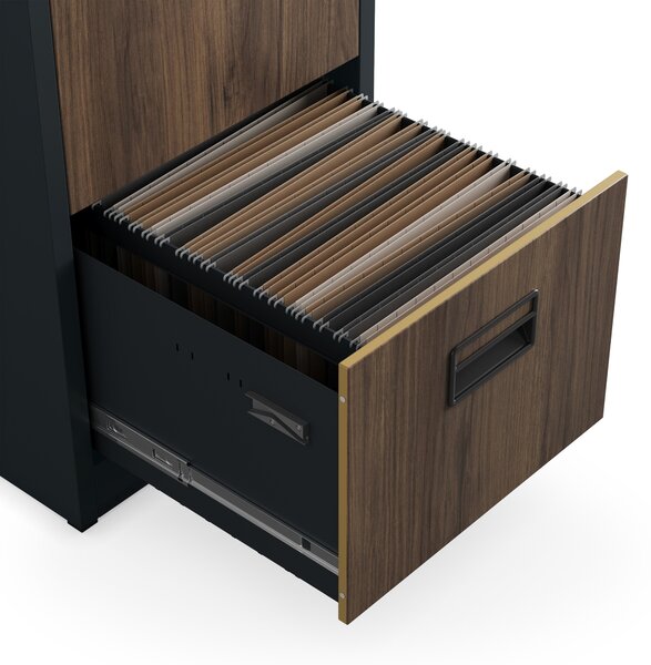 Kovová kartotéka, 4 zásuvky SARA V4, 460 x 1320 x 620 mm, Eco Desing: antracitová/ orech