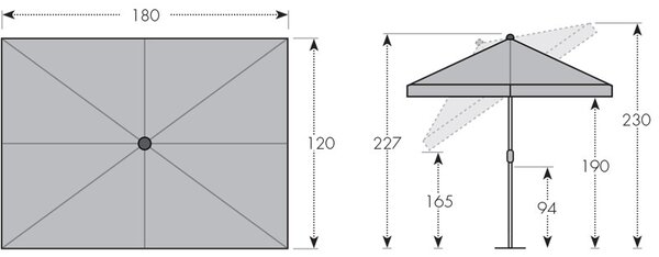 Doppler ACTIVE záhradný slnečník 180 x 120 cm béžový Doppler