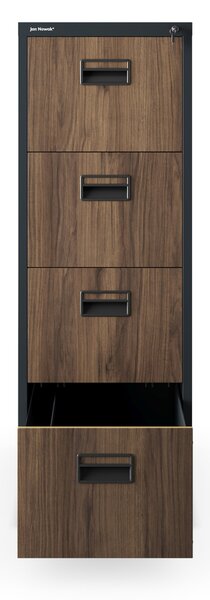 Kovová kartotéka, 4 zásuvky SARA V4, 460 x 1320 x 620 mm, Eco Desing: antracitová/ orech