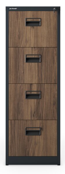 Kovová kartotéka, 4 zásuvky SARA V4, 460 x 1320 x 620 mm, Eco Desing: antracitová/ orech
