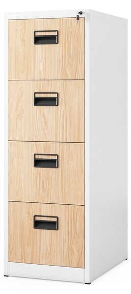 Kovová kartotéka, 4 zásuvky SARA V4, 460 x 1320 x 620 mm, Eco Design: biela/ dub sonoma