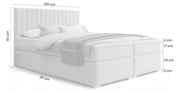 Boxspring posteľ Solani 160x200 s úložným priestorom - béžový zamat Castel 15