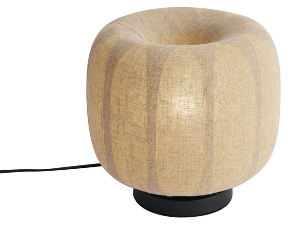 Japandi stolná lampa čierna s béžovým ľanovým tienidlom 27cm - Nami