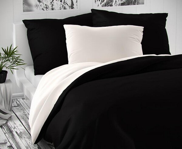 Kvalitex satén obliečky Luxury Collection biele čierne 140x200, 70x90