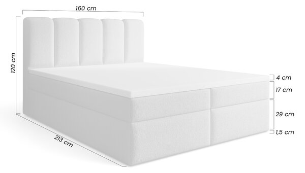 Kontinentálna posteľ Tenor 160x200 s úložným priestorom - béžová bouclé Quelle 03