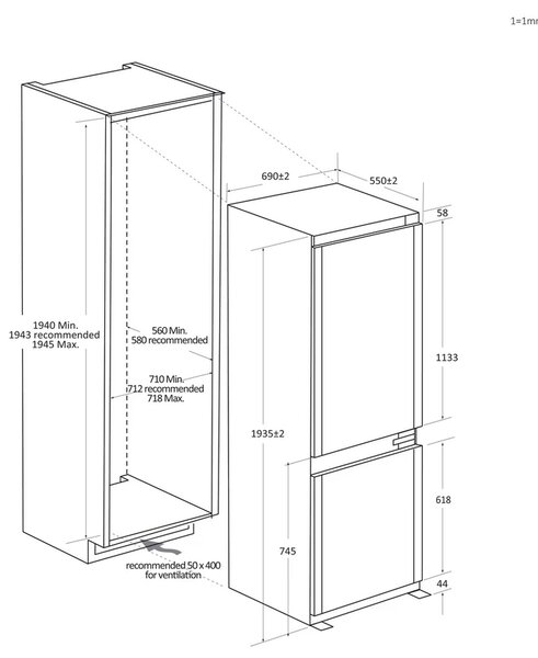 HAIER HBW7719DT + kupóny na daľší nákup - Kombinovaná chladnička zabudovateľná