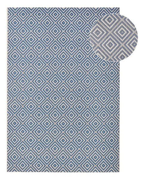 Modrý vonkajší koberec NORTHRUGS Karo, 140 x 200 cm