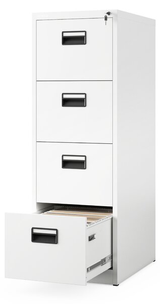 Kovová kartotéka, 4 zásuvky SARA V4, 460 x 1320 x 620 mm, biela
