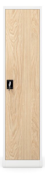 Kovová spisová skriňa ALEX, 450 x 1850 x 400 mm, Eco Design: biela/ dub sonoma