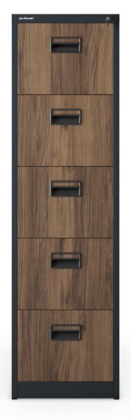 Kovová kartotéka, 5 zásuviek SARA V5, 460 x 1625.5 x 620 mm, Eco Design: antracitová/ orech