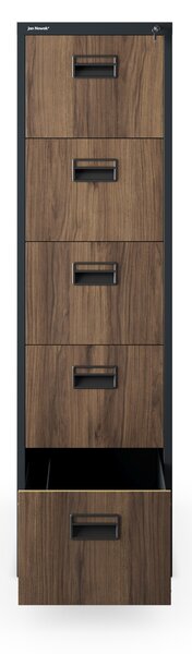 Kovová kartotéka, 5 zásuviek SARA V5, 460 x 1625.5 x 620 mm, Eco Design: antracitová/ orech