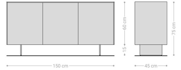 DELIFE Komoda Cuor 150 cm keramika emperador extra leštená tmavohnedá 3 dvierka podstava závesná kov čierna