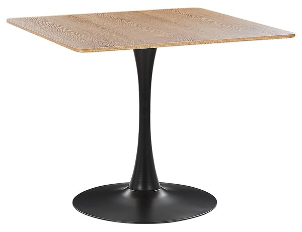 Štvorcový jedálenský stôl svetlé drevo a čierna 90 x 90 cm kovový podstavec 4-miestny industriálny dizajn