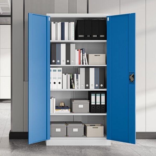 Kovová spisová skriňa JAN 900 x 1850 x 400 mm, šedo-modrá