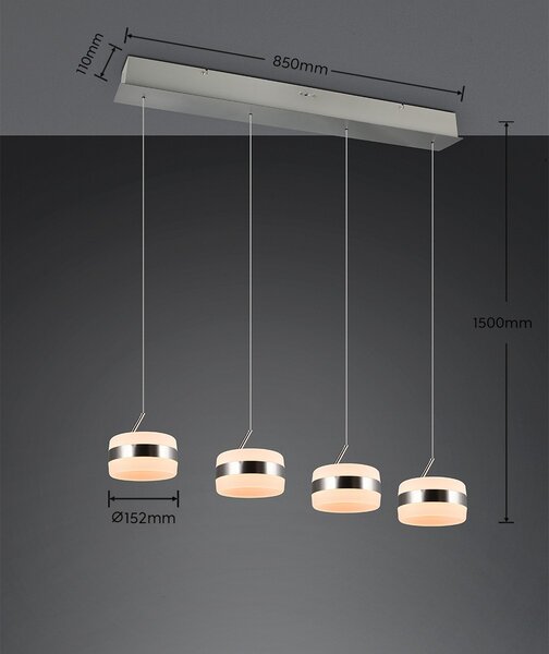 Trio 331410407 LED závesné stropné svietidlo DIOS | 8W integrovaný LED zdroj | 800lm | 2300+3000+4000K | Trio - SwitchDimmer