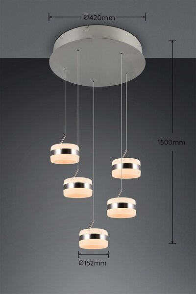 Trio 331430507 LED závesné stropné svietidlo DIOS | 8W integrovaný LED zdroj | 800lm | 2300+3000+4000K | Trio - SwitchDimmer