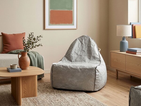 Poťah na sedací vak sivý nylonový 63 x 75 cm obývacia izba detská izba moderný dizajn