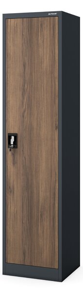 Kovová spisová skriňa ALEX, 450 x 1850 x 400 mm, Eco Design: antracitová/ orech