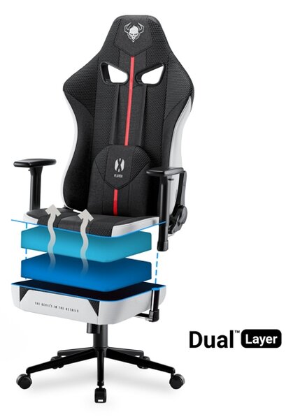 Textilné Kreslo Diablo X-Player 2.0 Small, Bielo-čierne