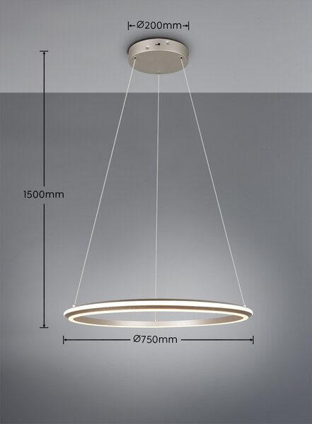 Trio 331019107 LED závesné stropné svietidlo AMADOR | 48W integrovaný LED zdroj | 5800lm | 2300+3000+4000K | Trio - SwitchDimmer | na lanku