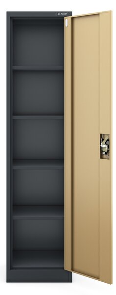 Kovová spisová skriňa ALEX, 450 x 1850 x 400 mm, Eco Design: antracitová/ orech