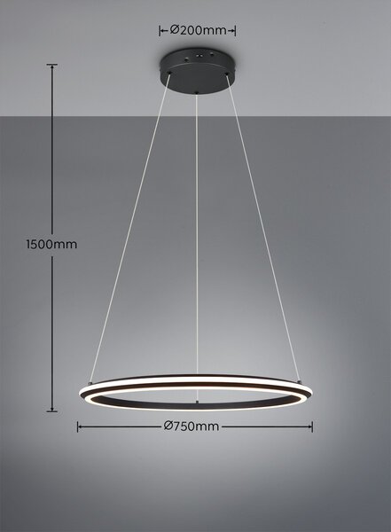 Trio 331019132 LED závesné stropné svietidlo AMADOR | 48W integrovaný LED zdroj | 5800lm | 2300+3000+4000K | Trio - SwitchDimmer | na lanku