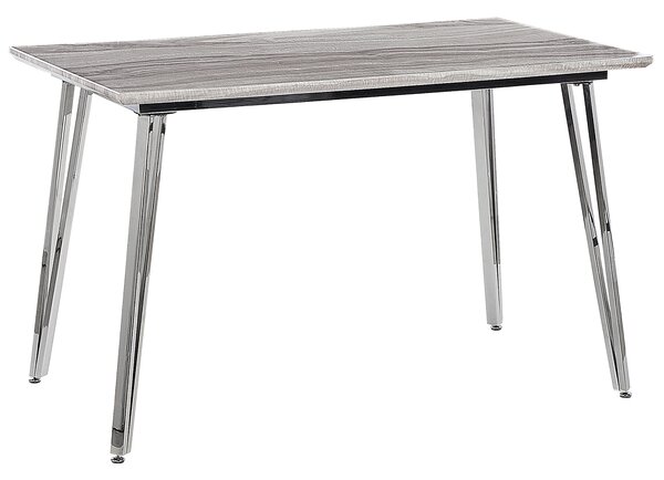 Jedálenský stôl strieborné nohy MDF doska s mramorovým efektom obdĺžnikový 120 x 70 cm pre 4 osoby moderný dizajn