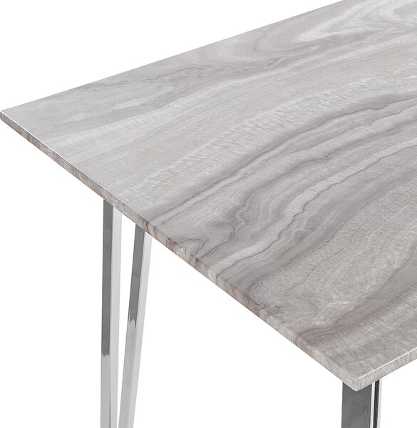 Jedálenský stôl strieborné nohy MDF doska s mramorovým efektom obdĺžnikový 120 x 70 cm pre 4 osoby moderný dizajn
