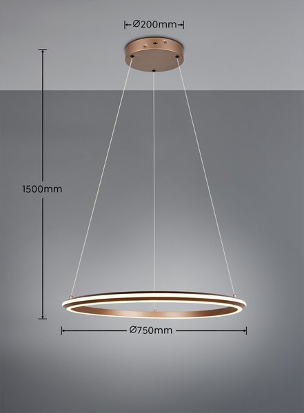 Trio 331019165 LED závesné stropné svietidlo AMADOR | 48W integrovaný LED zdroj | 5800lm | 2300+3000+4000K | Trio - SwitchDimmer | na lanku