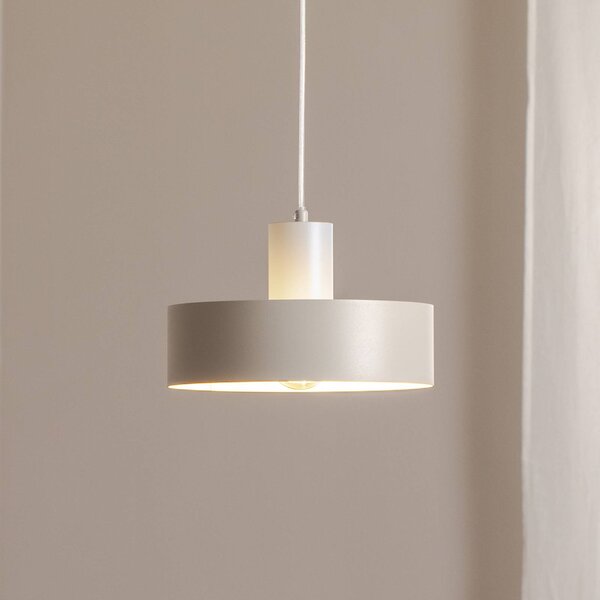 Závesné svietidlo Rif M, taupe, 1-pl., Ø 25 cm, oceľ, Krémová / jantárovo žltá, Obývacia izba / jedáleň, kov, Moderný, Závesné svietidlo