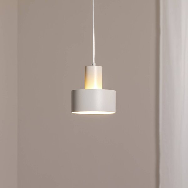 Závesné svietidlo Rif S, taupe, 1-pl., Ø 15 cm, oceľ, Krémová / jantárovo žltá, Obývacia izba / jedáleň, kov, Moderný, Závesné svietidlo