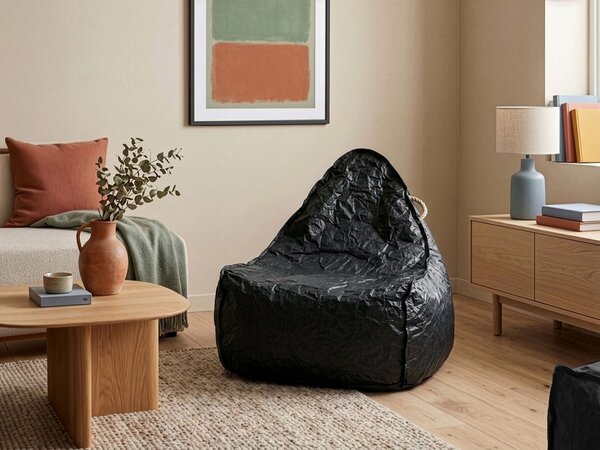 Poťah na sedací vak čierny nylonový 63 x 75 cm obývacia izba detská izba moderný dizajn