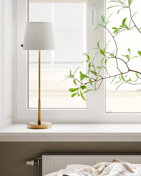 ByRydens 4002740-6501 - Stolná lampa LUMI 1xE27/8W/230V biela/zlatá 68,5 cm