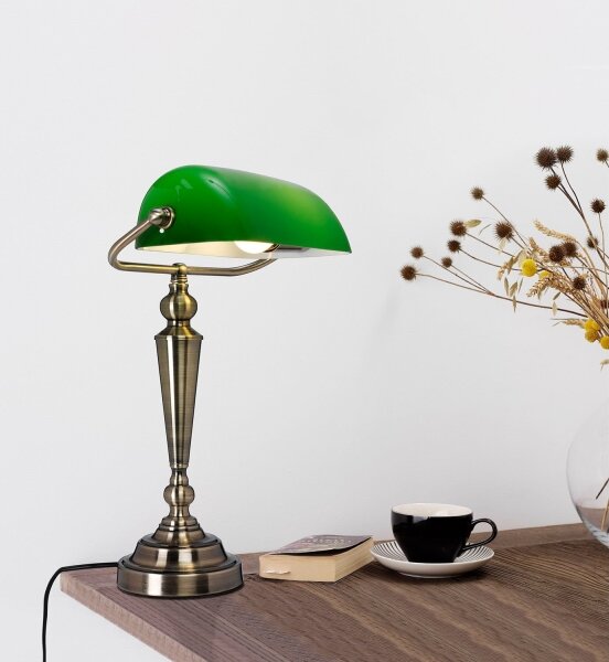 Cottex B1019AGR - Stolová lampa THE BANKER 1xE27/60W/230V