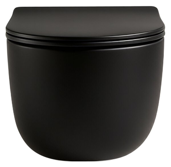 CERANO - WC závesné Felci, Vortex + Slim/UF sedátko - čierna matná - 55,5x36 cm