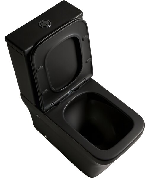 CERANO - WC kombi Hugo, Vortex + Slim/UF sedátko - spodný/zadný odpad - čierna matná - 62x37,5 cm