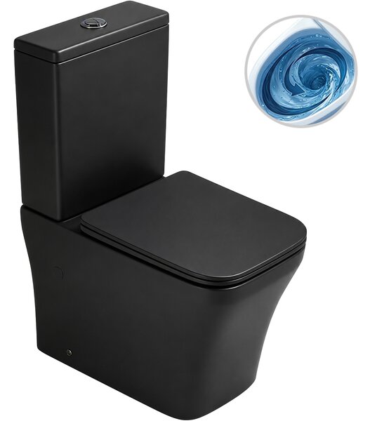 CERANO - WC kombi Hugo, Vortex + Slim/UF sedátko - spodný/zadný odpad - čierna matná - 62x37,5 cm