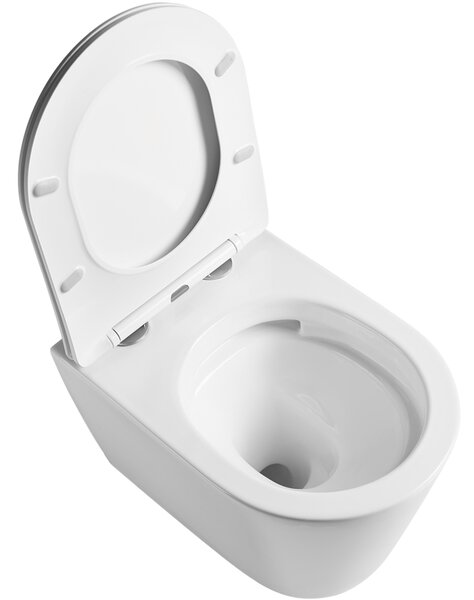 CERANO - WC závesné Hugo, Vortex + Slim/UF sedátko - biela lesklá - 53x36 cm