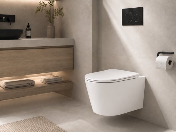 CERANO - WC závesné Hugo, Vortex + Slim/UF sedátko - biela lesklá - 53x36 cm