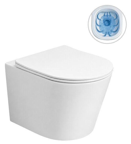 CERANO - WC závesné Hugo, Vortex + Slim/UF sedátko - biela lesklá - 53x36 cm